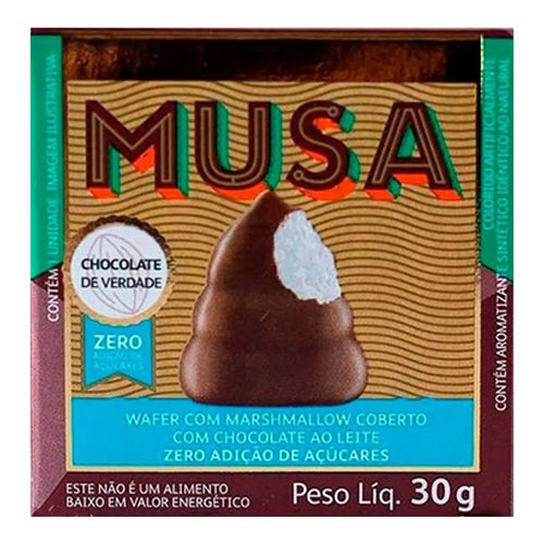 Wafer De Chocolate Com Mashmallow Musa Zero Açúcar 30g