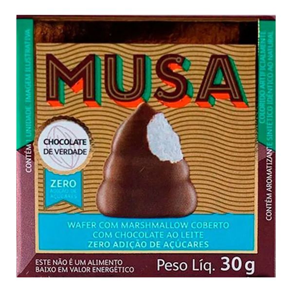 Wafer De Chocolate Com Mashmallow Musa Zero Açúcar 30g