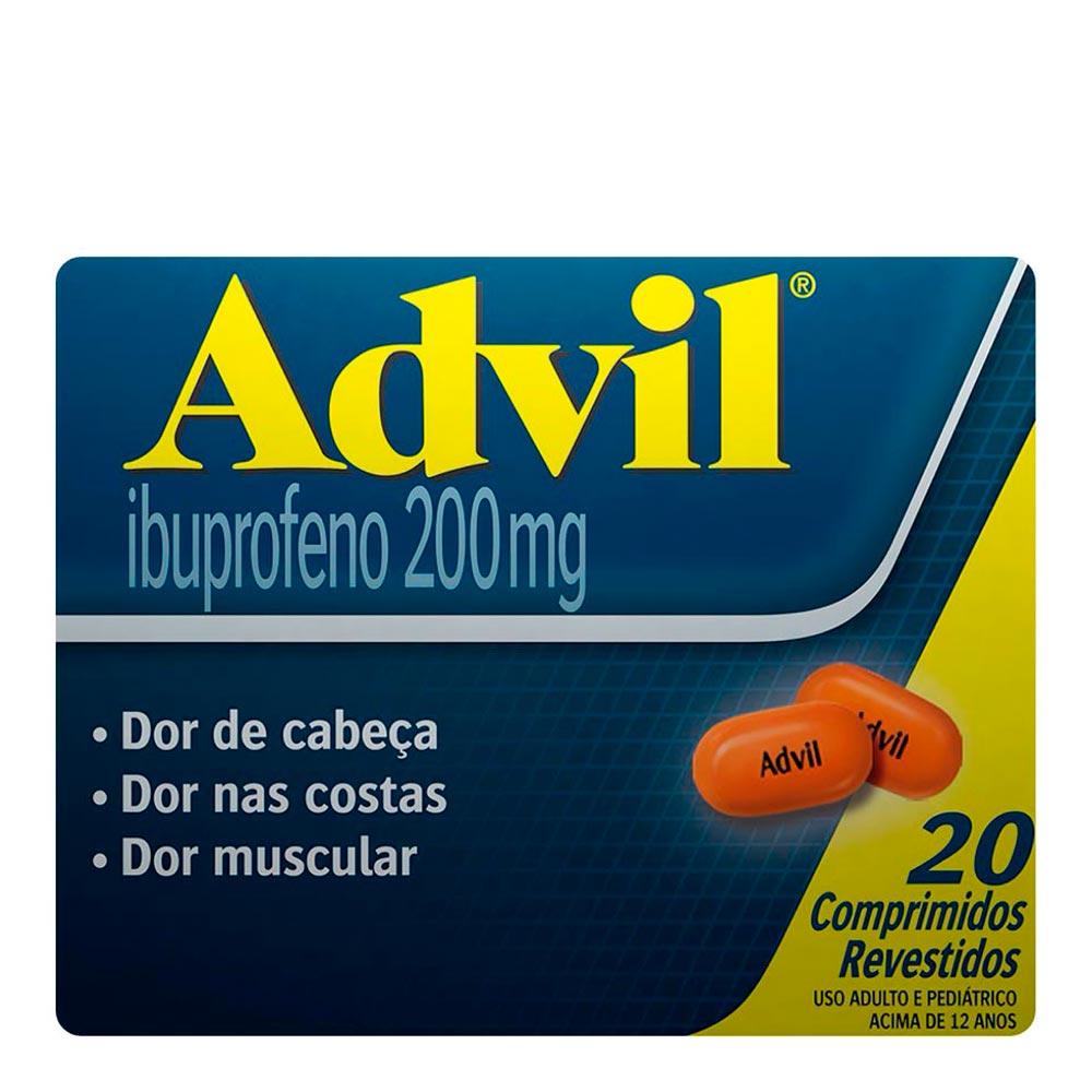 Analgésico e Antitérmico Advil 200mg Para Alívio das Dores 20 Comprimidos