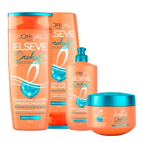 Kit-Elseve-Cachos-dos-Sonhos-Creme-para-Pentear-250ml---Shampoo-e-Condicionador-400ml---Creme-de-Tratamento-300ml