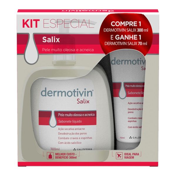 Kit Sabonete Líquido Dermotivin Salix 300ml + 70ml