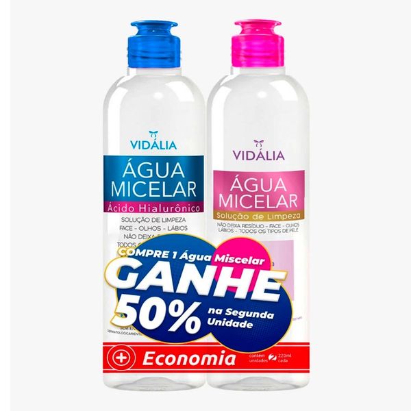Kit Água Micelar Vidalia 220ml + Água Micelar com Ácido Hialurônico 220ml