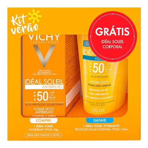 Kit Protetor Solar Vichy Ideal Soleil 50 FPS 40g + Protetor 50 FPS 120ml Kit Protetor Solar Vichy Ideal Soleil 50 FPS 40g + Protetor 50 FPS 120ml