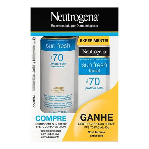 Kit Protetor Solar Corporal Neutrogena Sun Fresh FPS70 200ml + Protetor Solar Facial FPS60 50ml Kit Protetor Solar Corporal Neutrogena Sun Fresh FPS70 200ml + Protetor Solar Facial FPS60 50ml