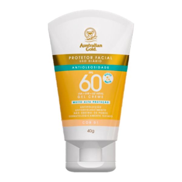 Protetor Solar Facial Australian Gold Antioleosidade Cor FPS60 40g