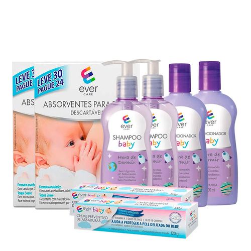 Kit-Ever-Care-Shampoo-200ml-2-Unidades---Condicionador-2-Unidades---Creme-120g-2-Unidades---Absorvente-Para-Seios-30-Unidades-2-Unidades