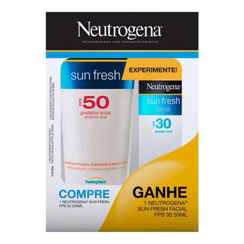 Kit Neutrogena Sun Fresh Protetor Solar Corporal FPS 50 200ml + Protetor Facial FPS 30 50ml Kit Neutrogena Sun Fresh Protetor Solar Corporal FPS 50 200ml + Protetor Facial FPS 30 50ml