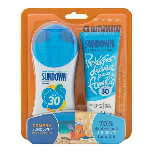Kit Protetor Solar Sundown FPS 30 200ml + Sundown Todo Dia FPS 30 130ml Kit Protetor Solar Sundown FPS 30 200ml + Sundown Todo Dia FPS 30 130ml