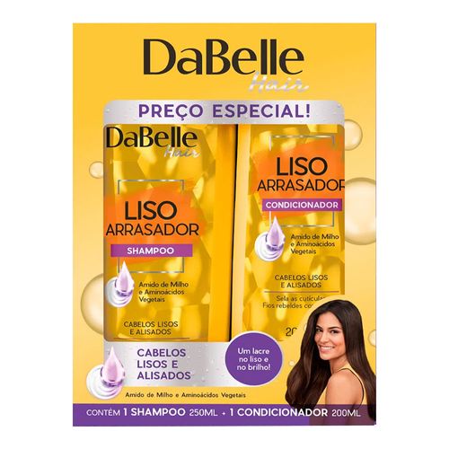 Kit Shampoo Dabelle Liso Arrasador 250ml + Condicionador 200ml