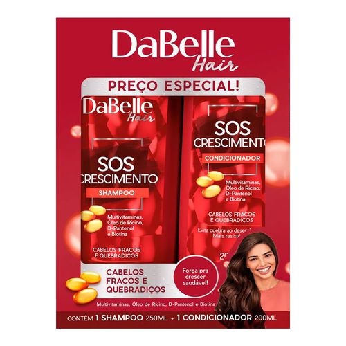 Kit Shampoo Dabelle SOS Crescimento 250ml + Condicionador 200ml