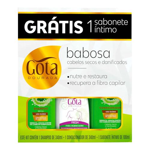 Kit Shampoo Gota Dourada Babosa 340ml + Condicionador 340ml Kit Shampoo Gota Dourada Babosa 340ml + Condicionador 340ml