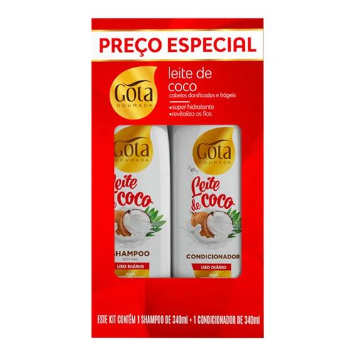 Kit Shampoo Gota Dourada Leite de Coco 340ml + Condicionador 340ml Kit Shampoo Gota Dourada Leite de Coco 340ml + Condicionador 340ml