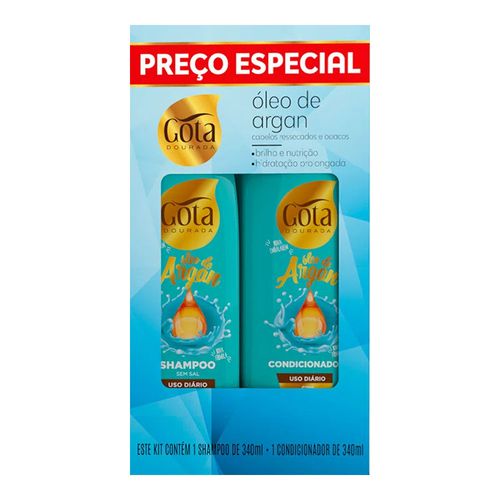 Kit Shampoo Gota Dourada Óleo de Argan 340ml + Condicionador 340ml