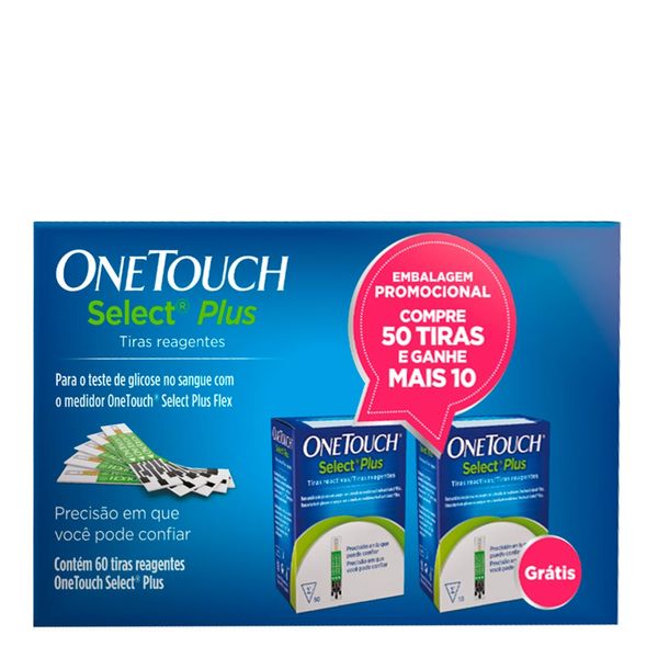 Kit Testes Select Plus Flex Onetouch Tira Reagentes 50 + 10 Unidades