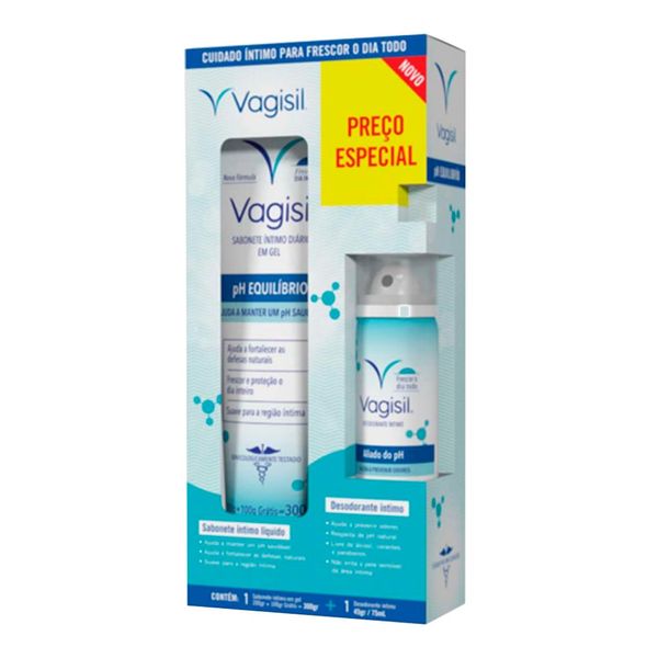 Kit Sabonete Íntimo Líquido Vagisil 300ml + Desodorante Intimo 45g