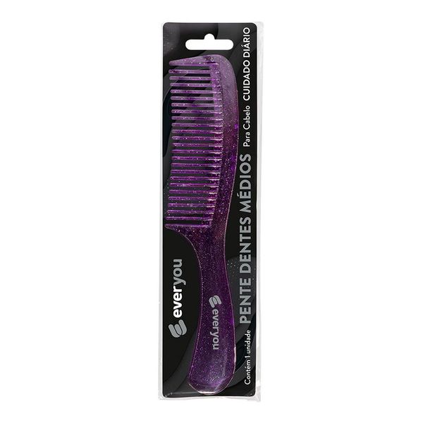 Pente para Cabelo Ever You Dentes Largos Glitter 1 Unidade Pente para Cabelo Ever You Dentes Médios Glitter 1 Unidade