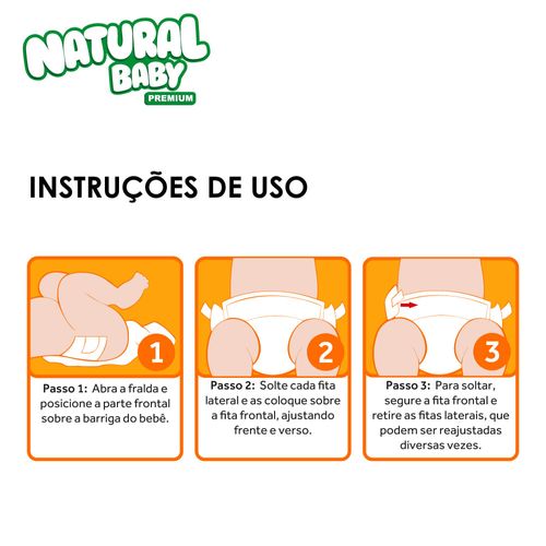 Kit 3 Fraldas Natural Baby Premium Mega Pacotão Xg 34 Un