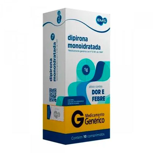 Analgésico E Antitérmico Dipirona Monoidratada 1G Genérico Ems 10 Comprimidos