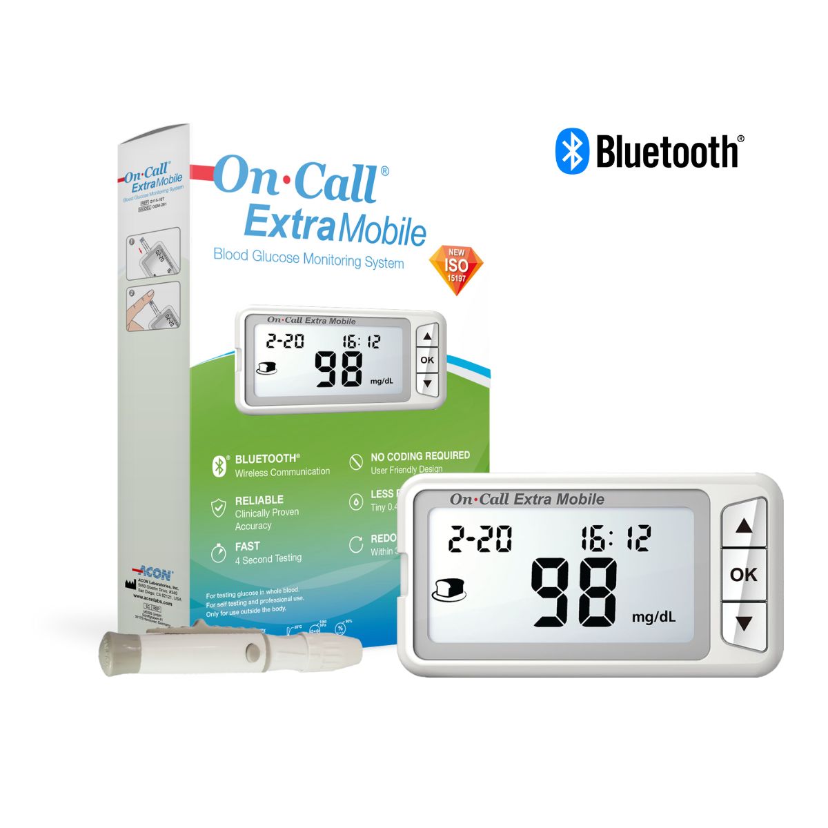 Monitor De Glicemia Bluetooth C/ Lancetador On Call Extra Mobile