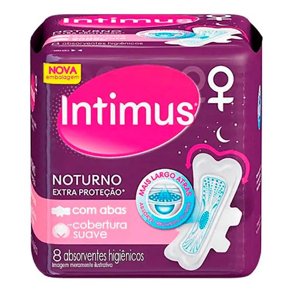 Absorvente Externo Intimus Noturno Extra Proteção Com Abas 8 Unidades