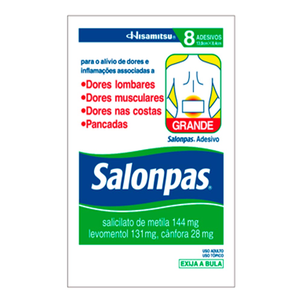 Encontraproduto.com.br - Salompas Adesivo Hisamitsu Grande 8 Unidades