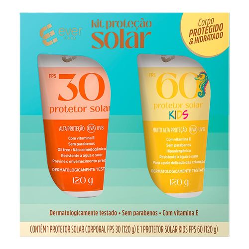 Kit Ever Care Protetor Solar Corporal Fps30 120G + Protetor Solar Kids Fps60 120G
