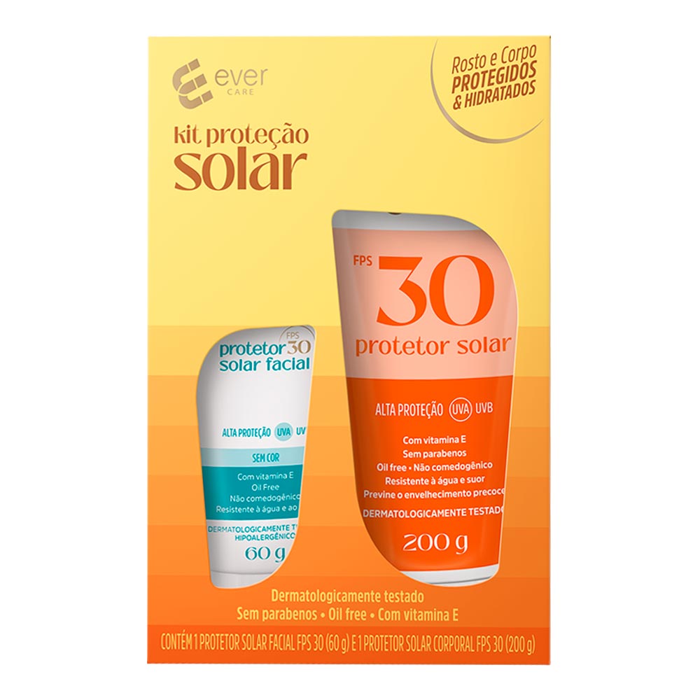 Kit Protetor Solar Ever Care fps30 200g + protetor Solar 60g