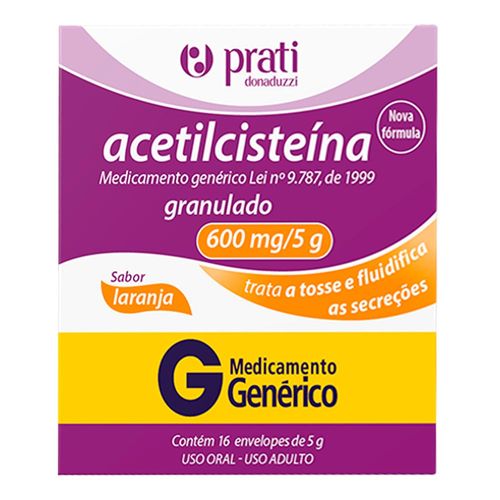 Expectorante Acetilcisteína 600Mg Genérico Prato-Donaduzzi 5G 16 Envelopes