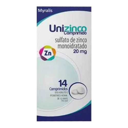 Unizinco-20mg-Myralis-14-Comprimidos Unizinco-20mg-Myralis-14-Comprimidos