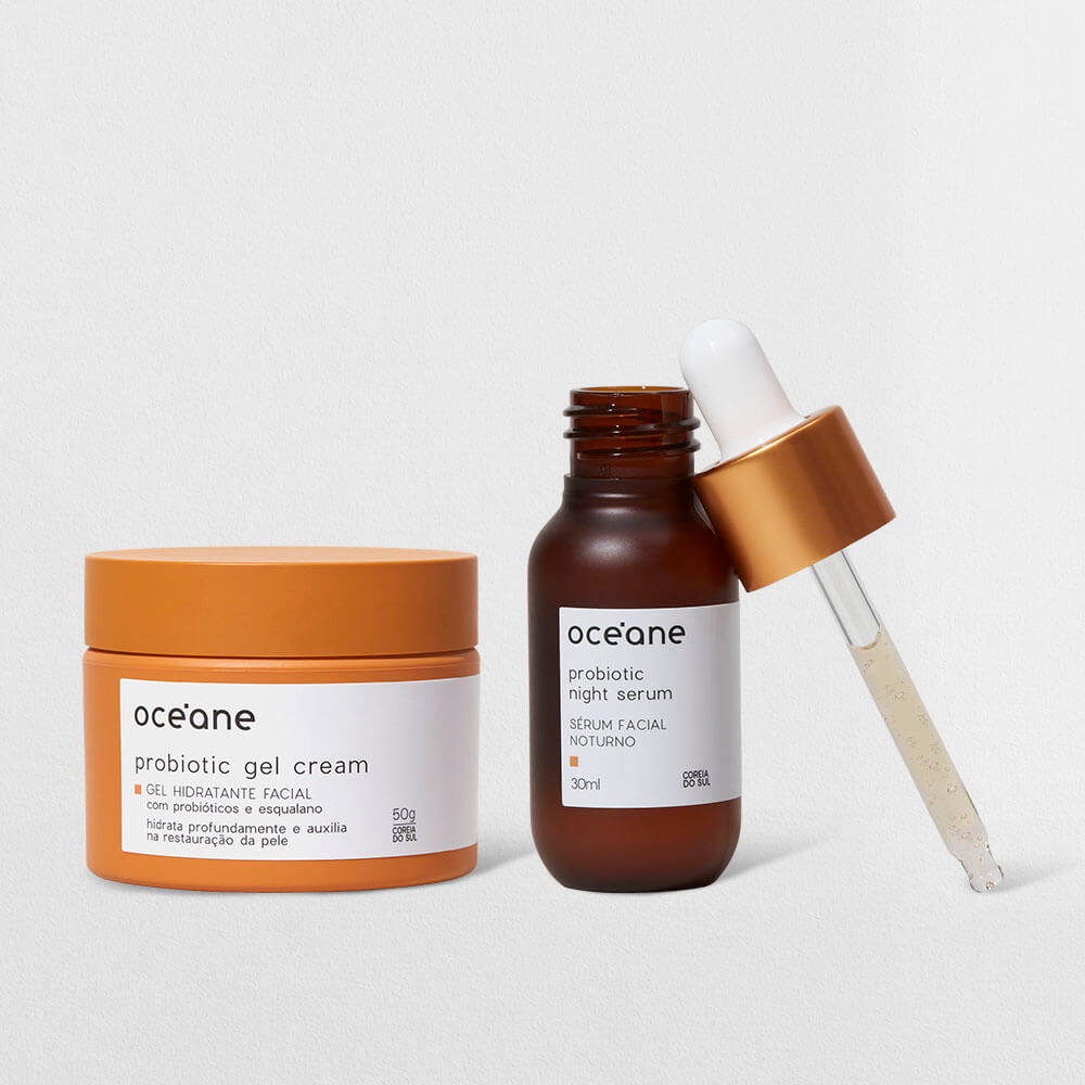 Kit Sérum Noturno + Gel Hidratante Facial com Probióticos (2 Produtos) Océane