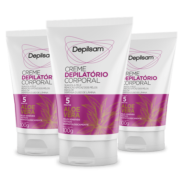 Kit Creme Depilatório Corporal Depilsam Aloe Vera 100G com 3 unidades