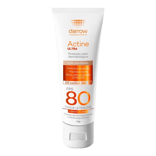 Protetor Solar Facial Darrow Actine FPS 80 Ultra Cor Universal 40g