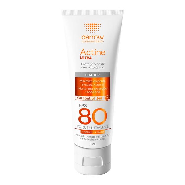 Protetor Solar Facial Darrow Actine FPS 80 Ultra Oil Control 40g
