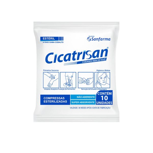 Compressa Gaze Esteril Cicatrisan Cx. 40X10 - Sanfarma Compressa Gaze