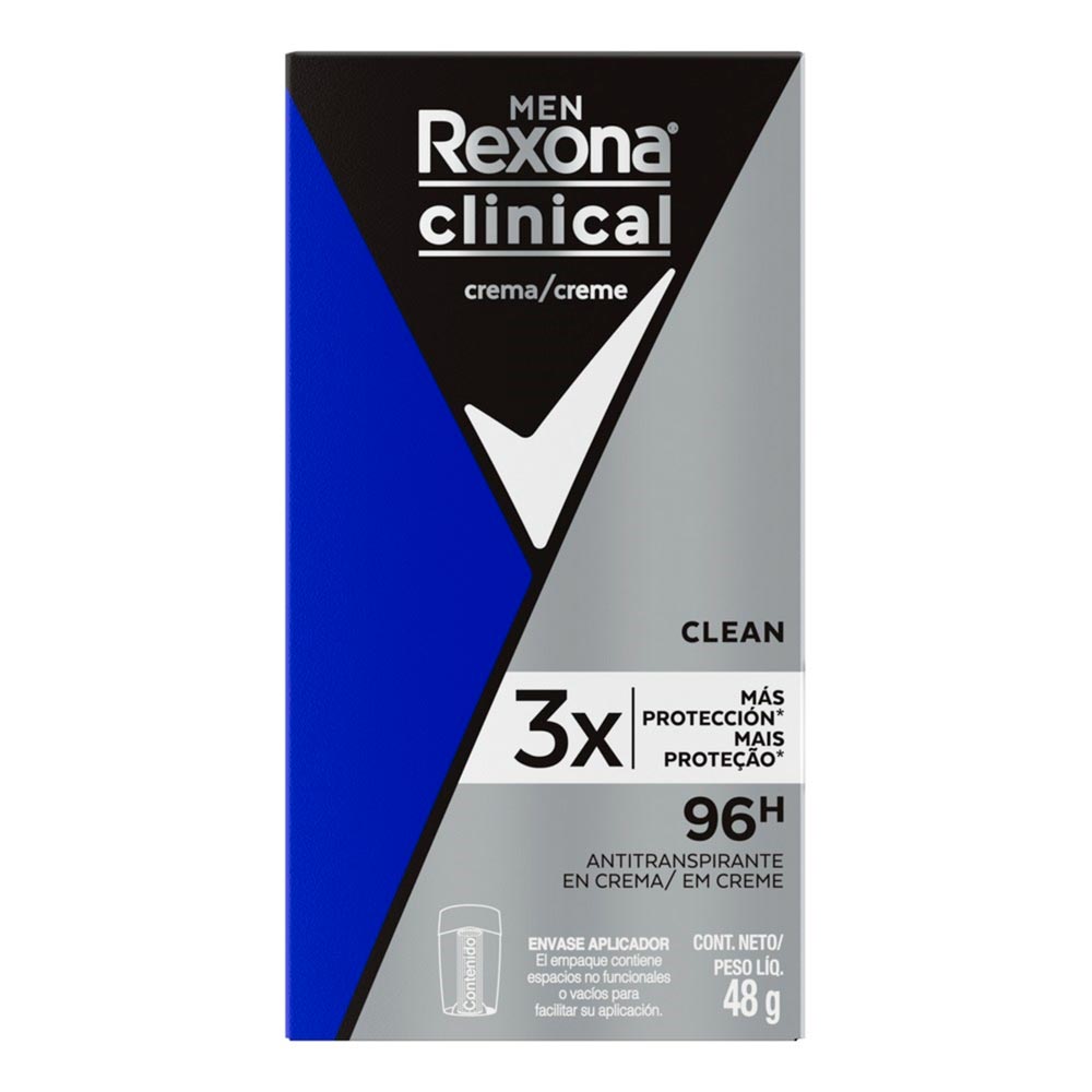 Desodorante Creme Rexona Clinical Masculino Clean Azul - Embalagem