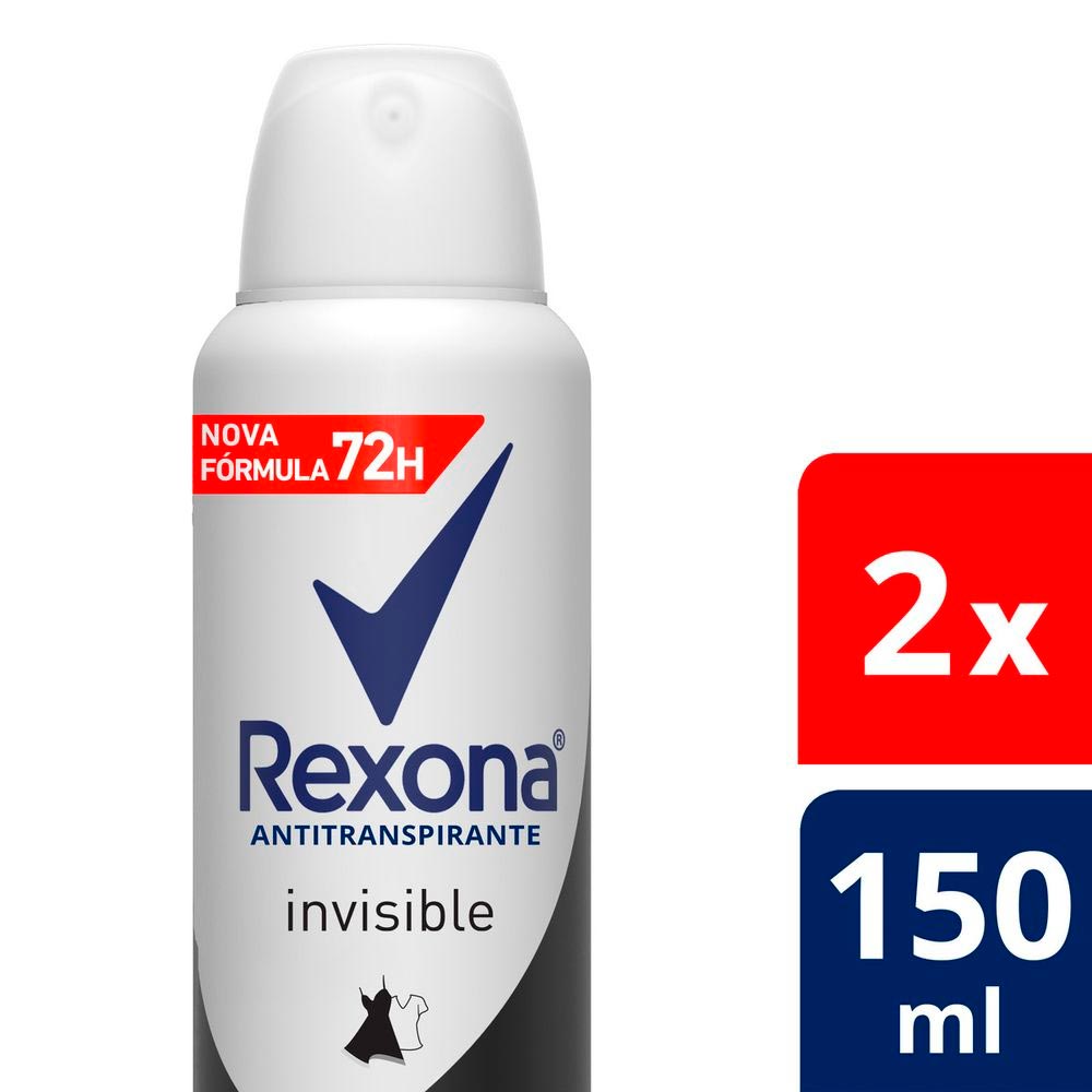 Desodorante Antitranspirante Aerosol Feminino Rexona Invisible 72 horas  150ml - Drogaria Sao Paulo