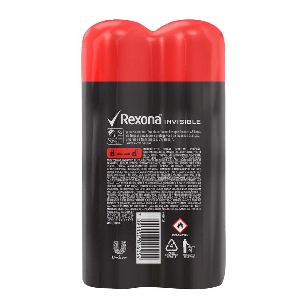 Desodorante Antitranspirante Aerosol Feminino Rexona Invisible 72 horas  150ml - Drogaria Sao Paulo