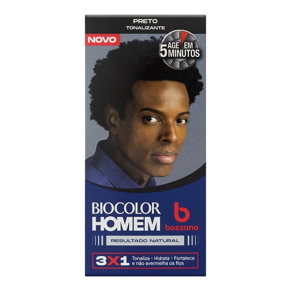 Kit Tonalizante de Cabelo Masculino Bozzano Biocolor Homem Preto 1 Unidade