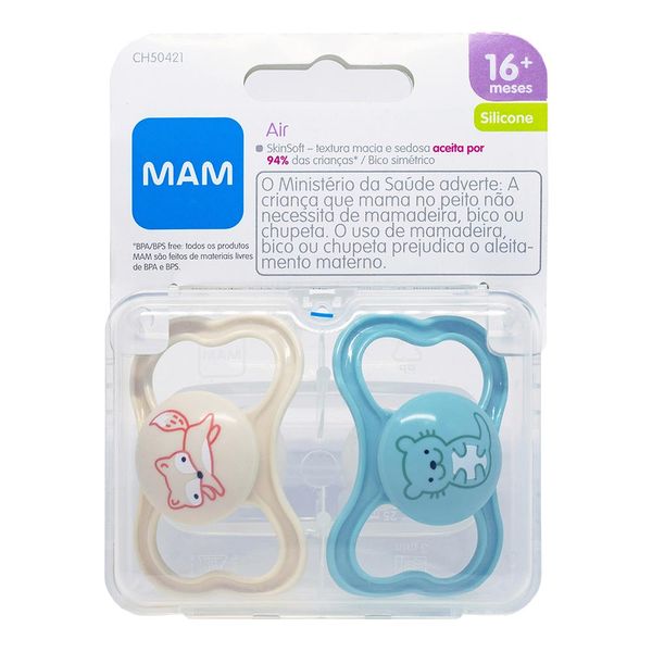 Kit Chupeta MAM Air 16+ Amarela e Azul 2 Unidades