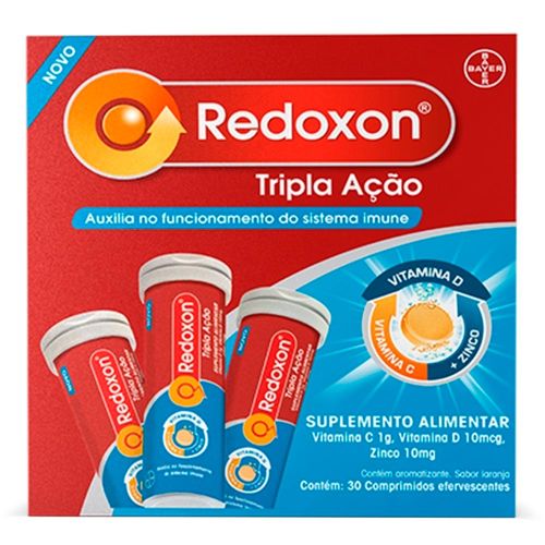 Redoxon Tripla Ação Vitamina C D E Zinco 30 Comprimidos Efervescentes