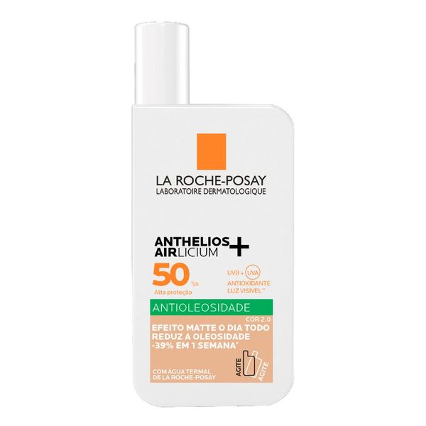 Protetor Solar Facial La Roche-Posay FPS 50 Anthelios Airlicium+ Antioleosidade Cor 2.0 40ml Fluido