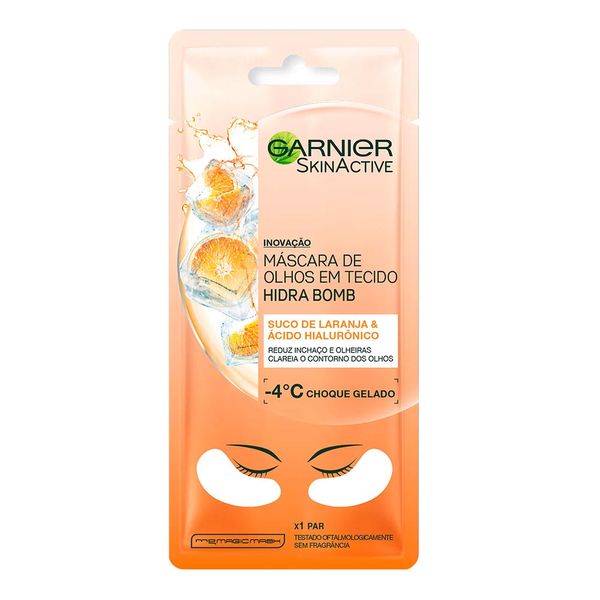 Máscara de Olhos em Tecido Suco de Laranja Garnier Hidra Bomb 6g