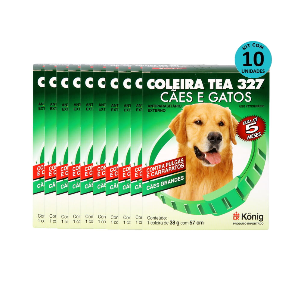 Kit Coleira Contra Pulgas E Carrapatos TEA 327 Cães Grandes König 38g C ...
