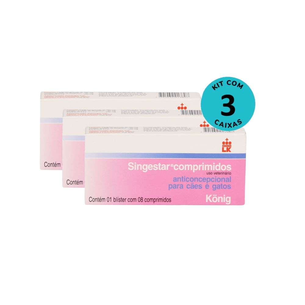 Kit Anticoncepcional Singestar König c/ 8 Comprimidos C/ 3 unidades