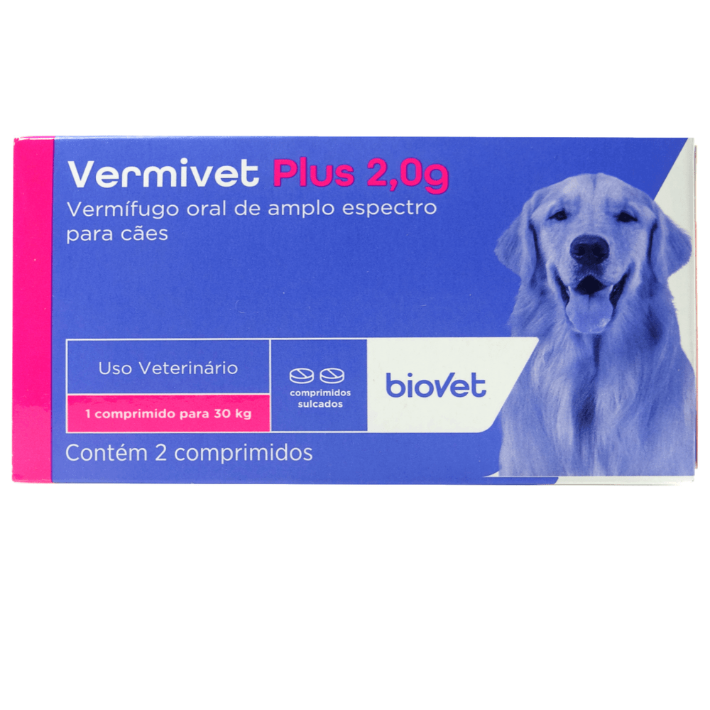 Kit Vermífugo Vermivet Plus Biovet 2g c/ 2 Comprimidos C/ 3 unidades ...