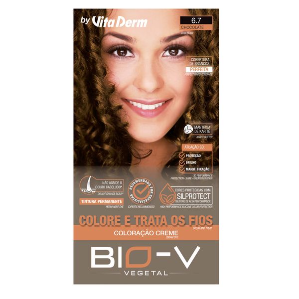Coloração Creme Bio-v Vita Derm 6.7 Louro Escuro Marrom
