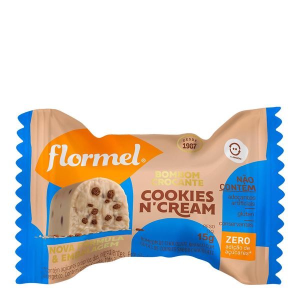 Bombom Flormel Chcolate Branco com Gotas Cookies 15g