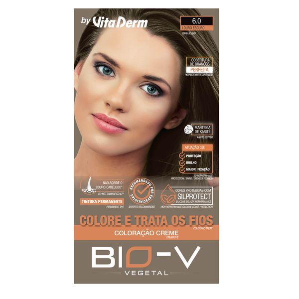 Coloração Creme Bio-v Vita Derm 6.0 Louro Escuro