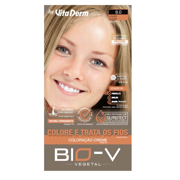 Coloração Creme Bio-v Vita Derm 8.0 Louro Claro