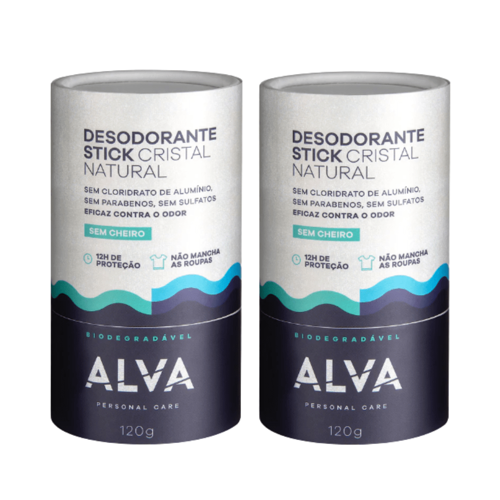 Kit 2 Desodorante de Pedra Stick Embalagem Biodegradável 120g - Alva